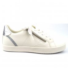 Neu Eingetroffen Geox Damen D Blomiee White Silber Sneaker In Optic White/Silver