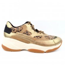 Neu Eingetroffen Geox Damen D Kirya A - Pr.Go.Su Met. Sneaker In Tobacco/Dk Gold