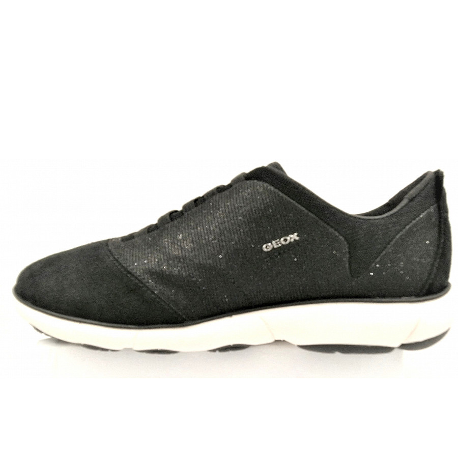 Neu Eingetroffen Geox Damen D Nebula G Glitter Suede Sneaker In Glitter Schwarz